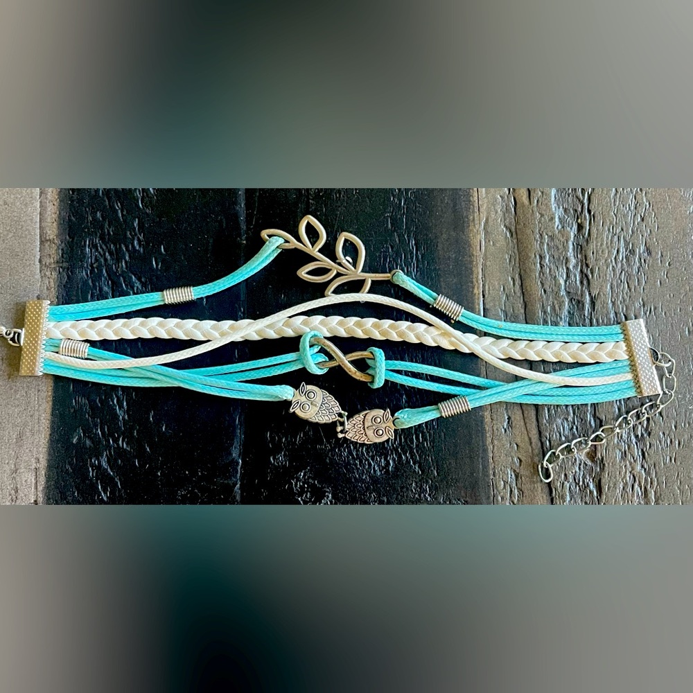 2/$30 Infinity-Olive branch-Owls Leather Bracelet